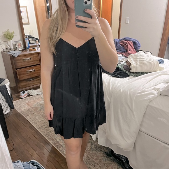 Abercrombie & Fitch Black Mini Linen Dress - Picture 1 of 2